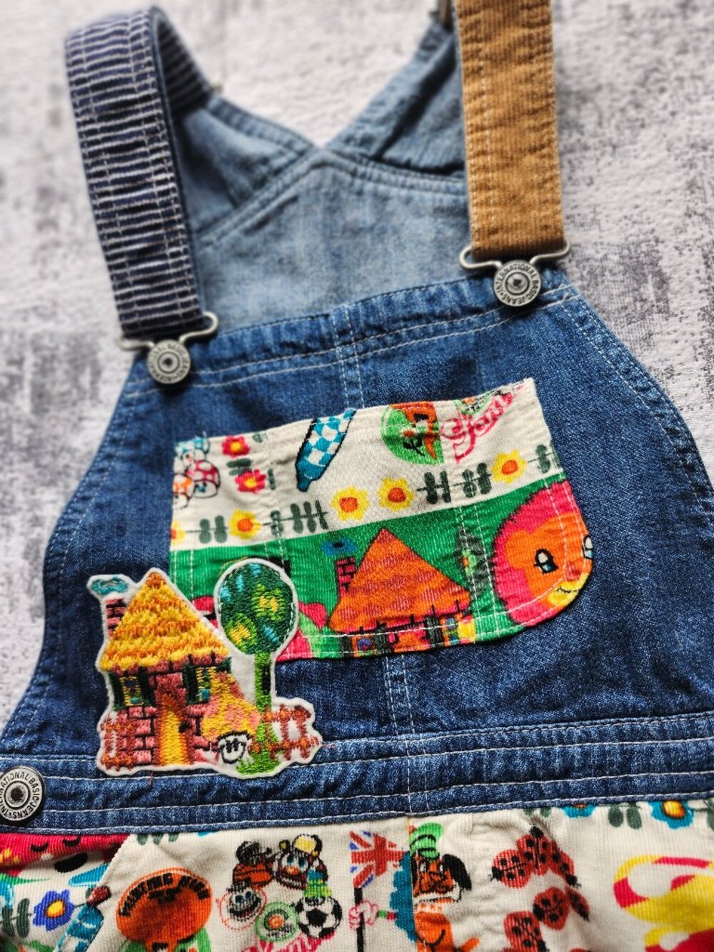 Joyful and Monster Japan Funky Jam Denim Cartoon Overalls w Pockets